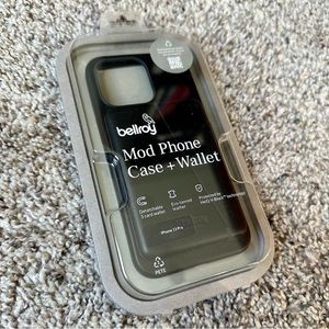 NWT black eco-leather iPhone 13 Pro phone case + card holder